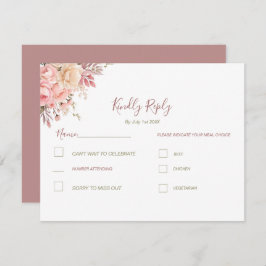 Elegante roze en ivoor Roos Spring Wedding RSVP Kaartje