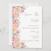 Elegante roze en ivoor Roos Spring Wedding Save The Date (Voorkant)