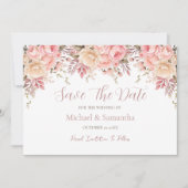 Elegante roze en ivoor Roos Spring Wedding Save The Date (Voorkant)