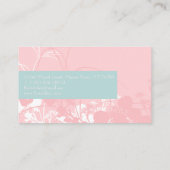 Elegante roze en licht grijsachtige cyaan bloem mi visitekaartje (Achterkant)
