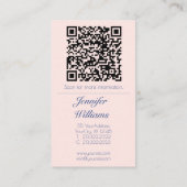 Elegante roze en marineblauwe bloemencode QR-code Visitekaartje (Achterkant)