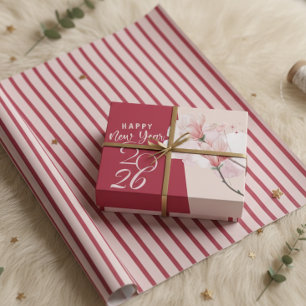 Elegante roze en maroon diagonale strepen modern cadeaupapier