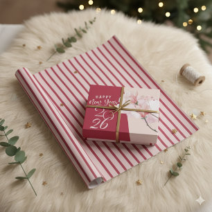 Elegante roze en maroon diagonale strepen modern  cadeaupapier