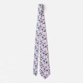 Elegante roze en paarse bloem patroon stropdas (Achterkant)