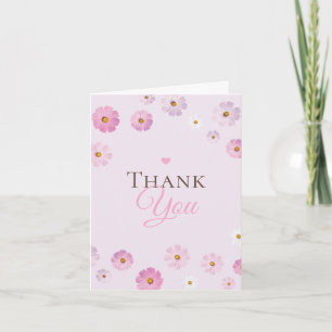 Elegante Roze en Paarse Bloemen Bedankkaart