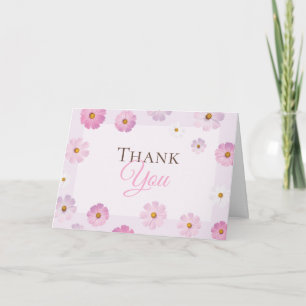 Elegante Roze en Paarse Bloemen Bedankkaart