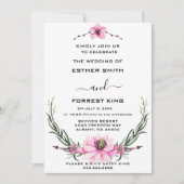 Elegante roze en Paarse bloemen huwelijksuitnodigi Kaart (Voorkant)