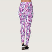 Elegante roze en Paarse bloemen Leggings (Achterkant)