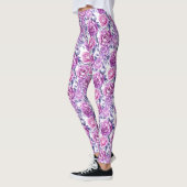 Elegante roze en Paarse bloemen Leggings (Links)