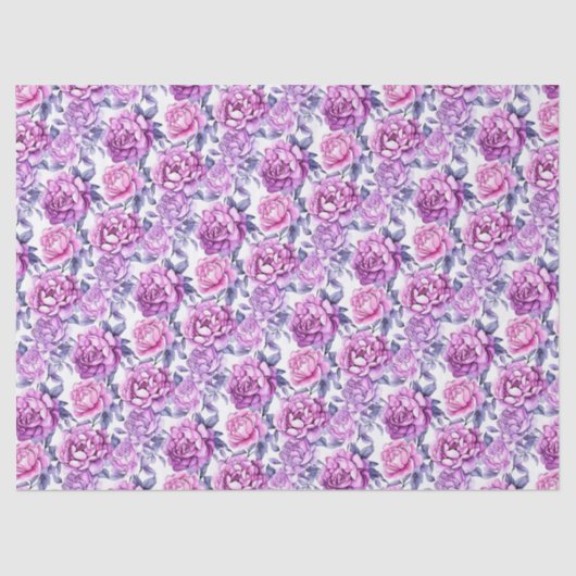 Elegante roze en Paarse bloemen Tissuepapier (Voorkant)