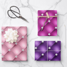 Elegante roze en paarse diamant gestikte patronen