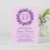 Elegante roze en Paarse krans 55e verjaardag Kaart (Staand voorkant)