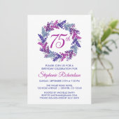 Elegante roze en Paarse krans 75e verjaardag Kaart (Staand voorkant)