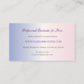 Elegante Roze en Paarse Splash Evenementen Bartend Visitekaartje (Achterkant)
