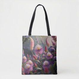 Elegante roze en Paarse wilde bloemen Tote Bag