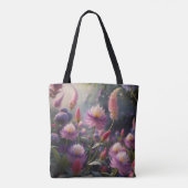 Elegante roze en Paarse wilde bloemen Tote Bag (Achterkant)