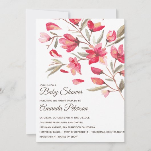 Elegante roze en rode bloemetjes in bloei Baby sho Kaart (Voorkant)