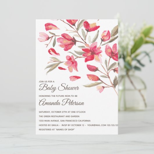 Elegante roze en rode bloemetjes in bloei Baby sho Kaart (Staand voorkant)