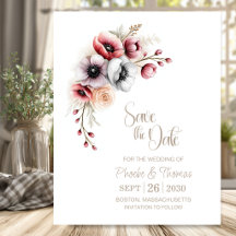 Elegante Roze en Rode Bloemige Bruiloft