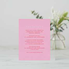 Elegante roze en rode folie bijlage kaart voor tro