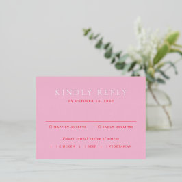 Elegante roze en rode folie RSVP-huwelijkskaart Uitnodiging Briefkaart