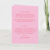 Elegante Roze en Rode Klassieke Bruiloft Programma (Achterkant)