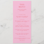 Elegante Roze en Rode Klassieke Trouwdag Menu (Voorkant)