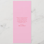 Elegante Roze en Rode Klassieke Trouwdag Menu (Achterkant)