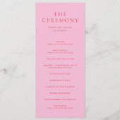 Elegante Roze en Rode Klassieke Trouwdag Programmakaart (Voorkant)