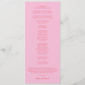Elegante Roze en Rode Klassieke Trouwdag Programmakaart (Achterkant)