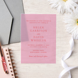 Elegante roze en rode klassieke trouwdag vellum uitnodigingen
