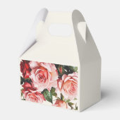 Elegante roze en rode rozen bloemenbruiloft bedankdoosjes (Achterkant)