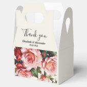 Elegante roze en rode rozen bloemenbruiloft bedankdoosjes (Geopend)