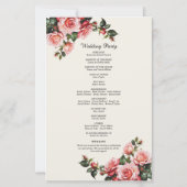 Elegante roze en rode rozen bloemenbruiloft progra (Achterkant)
