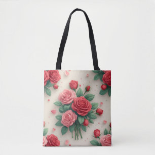 Elegante Roze en Rode Rozen Boeketten Tote Bag
