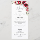 Elegante Roze en Rode Rozen Bruiloft Menu (Voorkant)