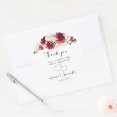 Elegante Roze en Rode Rozen Bruiloft Ronde Sticker (Envelop)