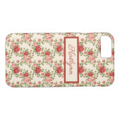 Elegante roze en rode rozen - monogram Case-Mate iPhone case (Achterkant (Horizontaal))