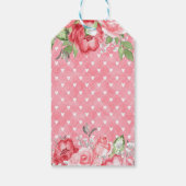 Elegante roze en rode rozen op roze achtergrond me cadeaulabel (Achterkant)