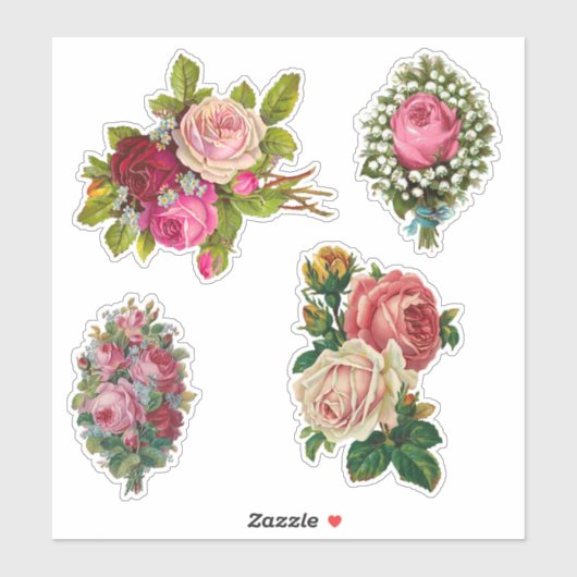 Elegante  Roze en Rode Rozen Sticker (Vel)