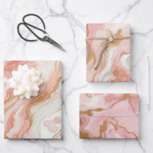 Elegante roze en roze gouden folie marmer inpakpapier vel