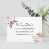 Elegante roze en roze gouden huwelijksreceptie det informatiekaartje (Staand voorkant)