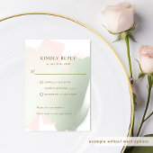 Elegante roze en saliegroene tint Met/zonder maalt RSVP Kaartje