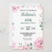 Elegante Roze en Seafoam Groene Verjaardag Kaart (Voorkant)