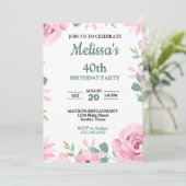 Elegante Roze en Seafoam Groene Verjaardag Kaart (Staand voorkant)