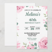 Elegante Roze en Seafoam Groene Verjaardag Kaart (Voorkant / Achterkant)