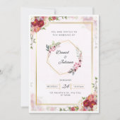 Elegante roze en wit moderne bruiloft uitnodiging (Voorkant)