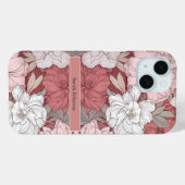 Elegante  Roze en Witte Bloemen Custom Name Case-Mate iPhone Case (Achterkant (horizontaal))