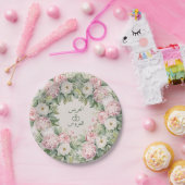 Elegante roze en witte bloemenarabische bruiloft papieren bordje (Feest)