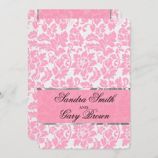 Elegante roze en witte bloemendamas bruiloft kaart (Voorkant / Achterkant)